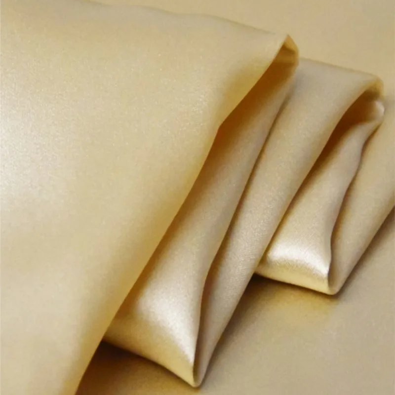 Silk Beige Plain Crepe Satin 16 M High End Mulberry Cloth Clothing Embroidery Lining Fabric