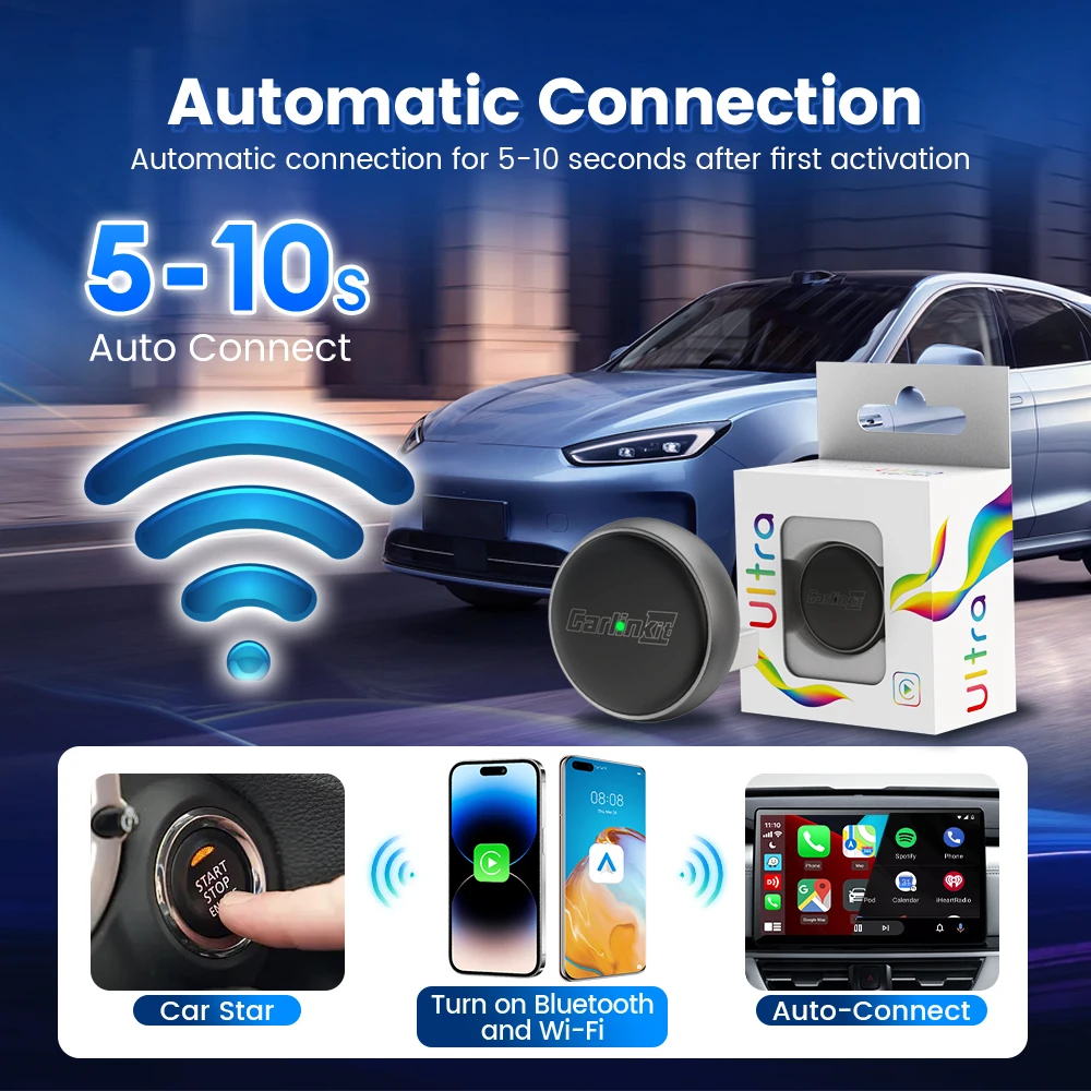 CarlinKit MINI Ultra 3 Wireless CarPlay Adapter Wired To Wireless Android Auto Box USB Dongle Plug and Play WiFi Auto Connect - view 6