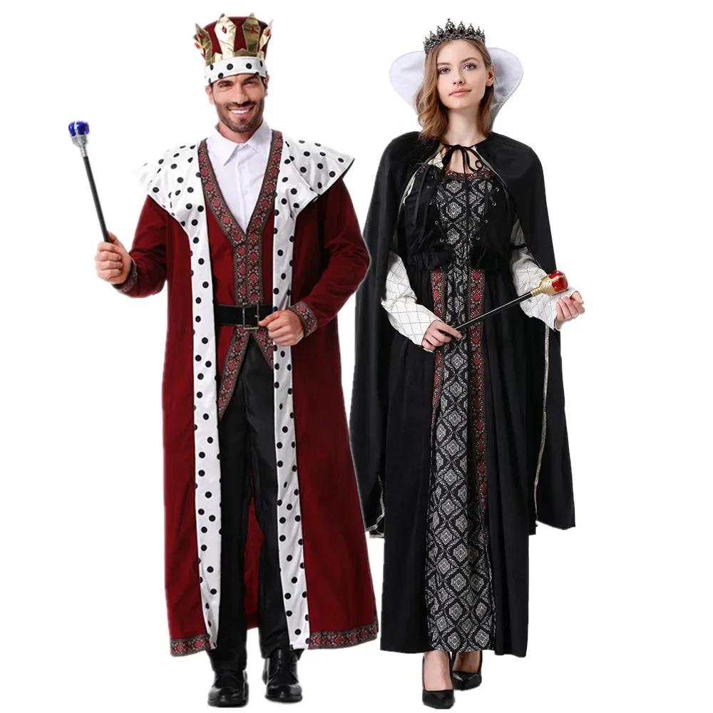 Halloween European Royal Retro Court King Queen Couple Cosplay Costume Christmas Medieval Renaissance Aristocratic Fancy Gown