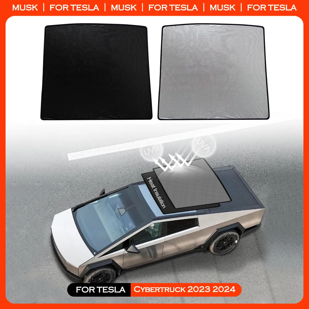 For Tesla Cybertruck 2024 2023 New Ice Cloth Buckle Sun Shades Glass Roof Sunshade Block UV Sunroof Skylight Car Accessories