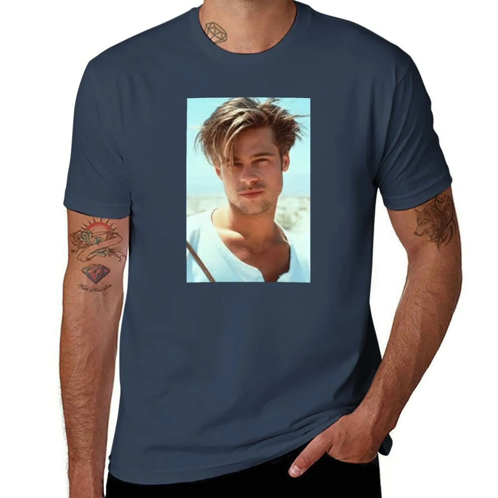 

Brad Pitt 90s T-Shirt Basic Comfort Fit T-Shirt for Men