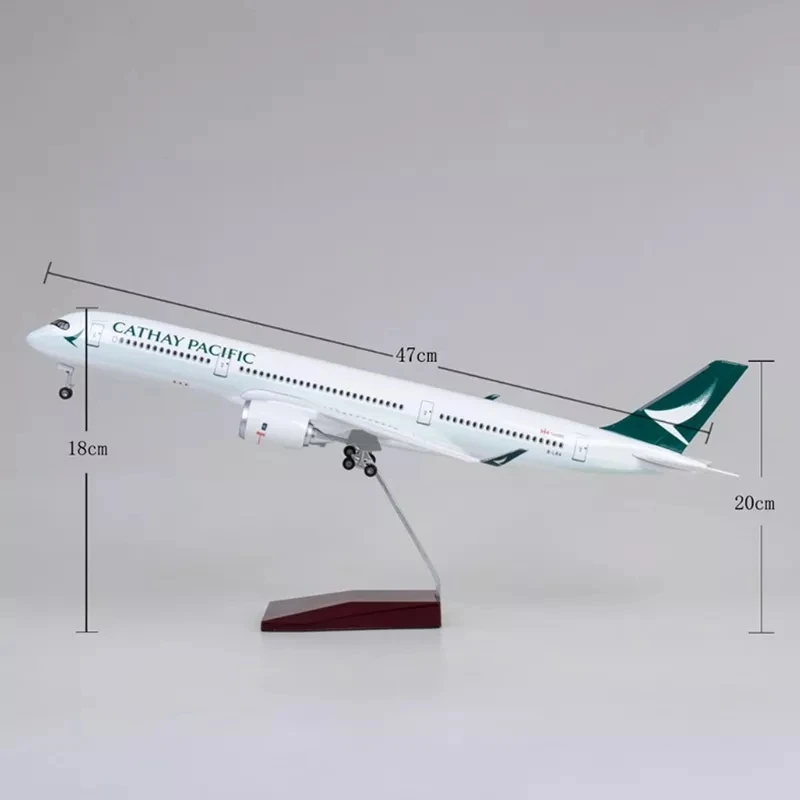 Imagem -02 - Diecast Resin Avião com Engrenagens de Pouso Leve A350 B747 Cathay Ocean Airline Modelo 47cm Escala 1:142 Coleção