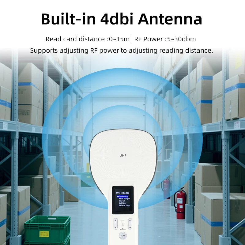 UHF RFID Handheld Reader Portable 860-960MHz Handheld RFID Reader UHF Scanner Support Barcode 1D/2D