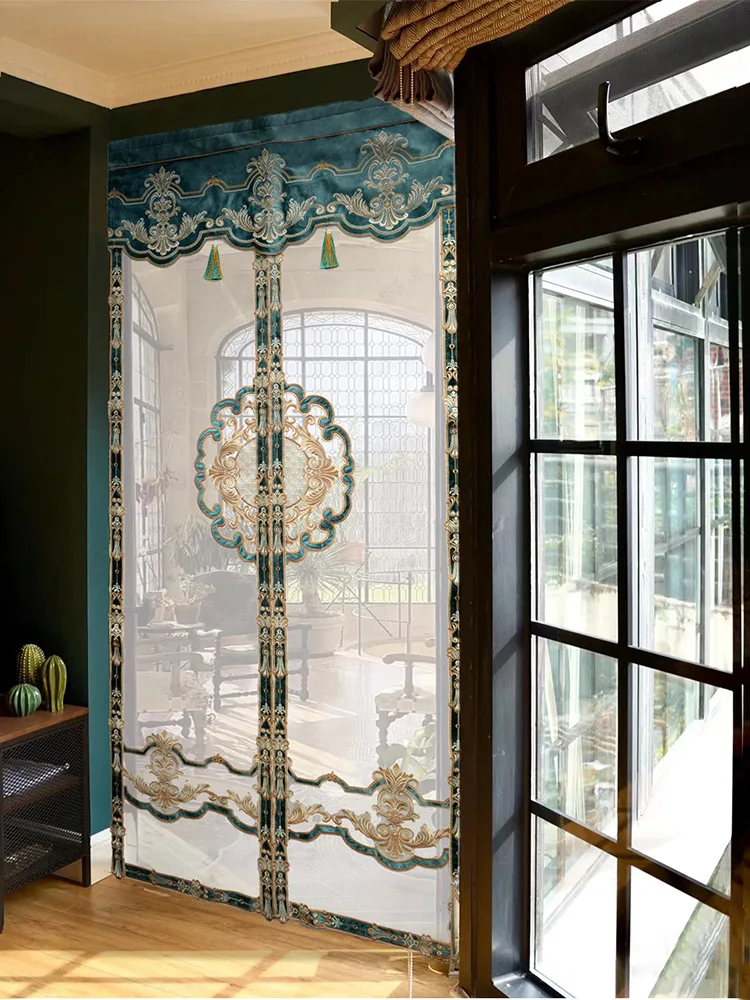 Luxury European-Style Lace Embroidery Magnetic Partition High-End Household Ventilation Punch-Free Mosquito-Proof Curtain