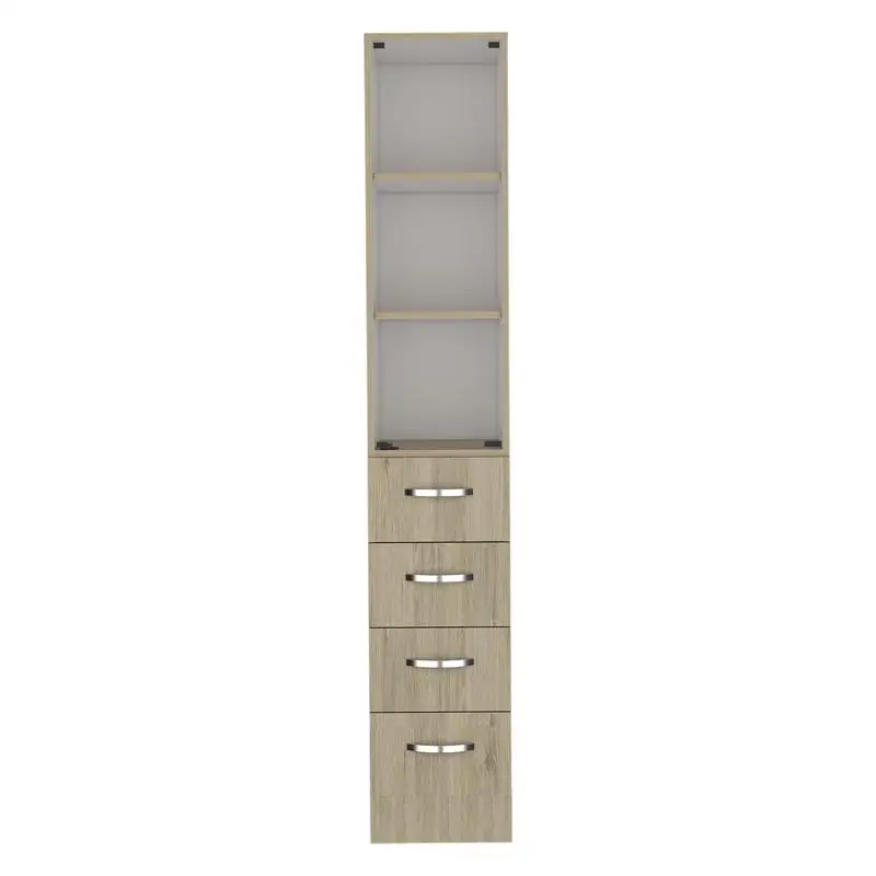 

Linen Storage Cabinet, Bath, Light Pine & White Finish, Stylish Organizer for Towels and Essentials, Space-Saving Design