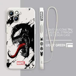 Marvel Superhero Venom Cool Phone Case per Apple iPhone 15 14 13 12 11 Pro Max Plus 8 7 SE Liquid Left Rope Capa Cover