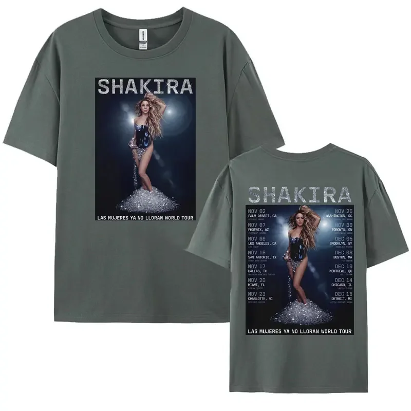 Shakira Las Mujeres Ya No Lloran 2024 World Tour T-shirts Men Women\'s Fashion Aesthetic Tees Oversized Cotton T Shirt Streetwear