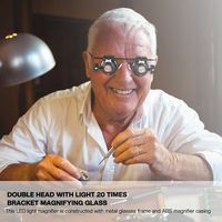 Adjustable Magnifier With LED Lights Double Eye Glasses Type Jeweler Inspect Tool 20X Magnifier Watch Repair