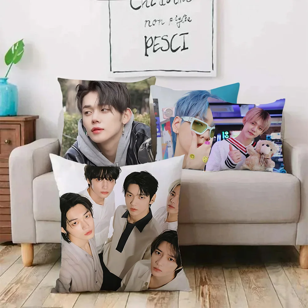 Pillow Covers Cartoon Kpop Singer Y-Yeonjuns Sofa Decorative Home Double-sided Printing Short Plush Cute Cushion Cover