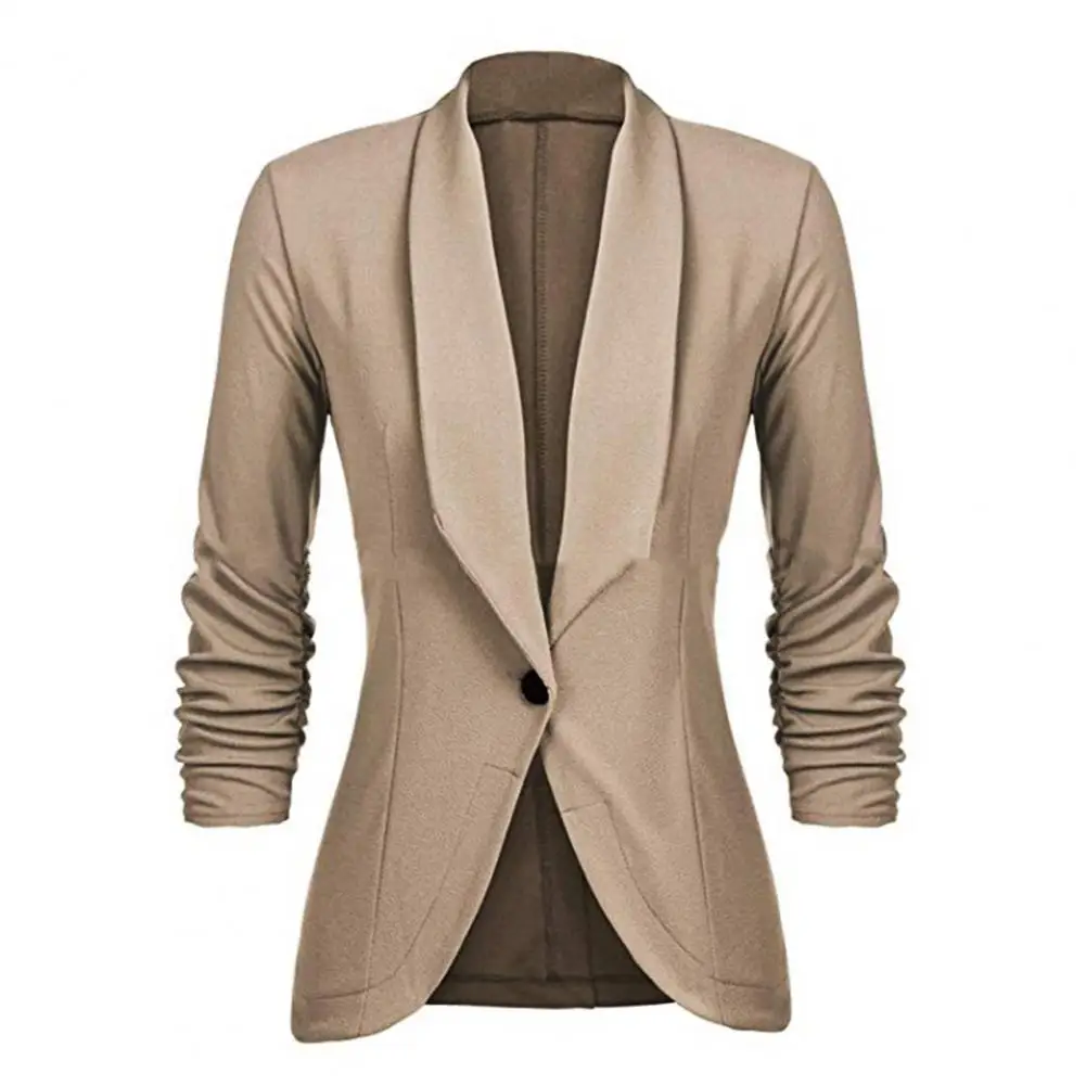 

Hot！4 Sizes Single Button 3/4 Sleeve Fashion 2022 Blazer Woman Jacket Autumn Winter Lapel Open Front Suit Jacket Outerwear