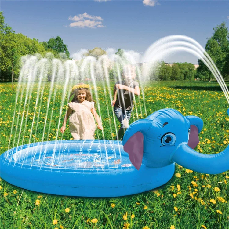 Cartoon Elephant Water Spray Game Mat Outdoor Play Mat Lawn Beach Sea Animal Inflatable Water Spray Kids Sprinkler Play Pad Mat