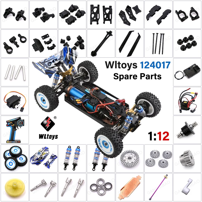 WLtoys 124017 1/12 Scale RC Car Original Spare Parts Brushless Motor Receiver Swing Arm Diff Gearbox ESC Tire Car Shell Screw