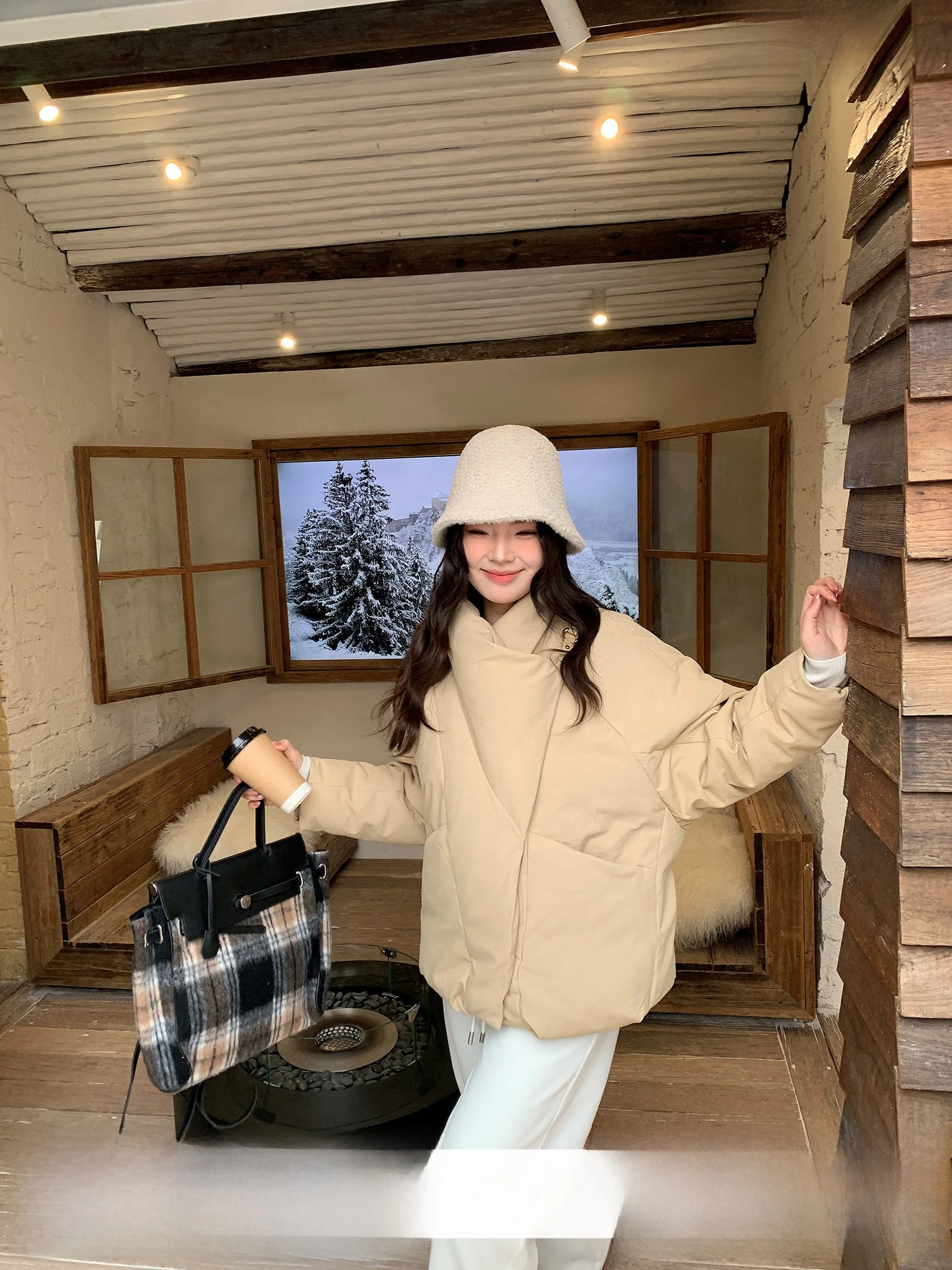 

Зимняя женская куртка-пуховик Art Gallery Li Xiaoxiao White Du, больших размеров, с откидным воротником, теплая, универсальная верхняя одежда