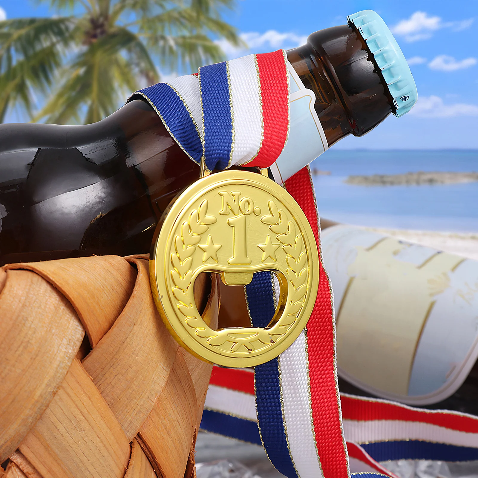 2 قطعة ميدالية ذهبية للزجاجات فتاحة البيرة المعدنية الإبداعية المحمولة حفلة لصالح حفلة لصالح لشريط التخييم الأحداث في الهواء الطلق