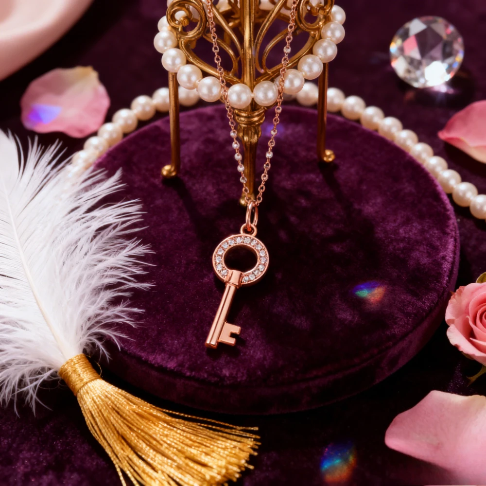 

T-образный дизайн, легкий роскошный комплект бриллиантов, ожерелье с подвеской в виде ключей, модные ювелирные изделия, высокое качество, ожерелье с гладкой поверхностью, серия ключей