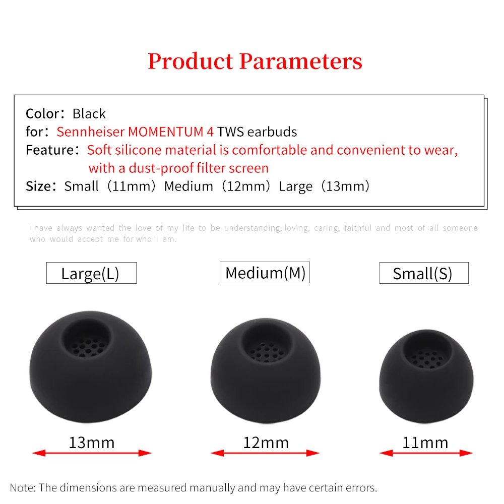 6 Stück Silikon-Ohrstöpsel für Sennheiser MOMENTUM 4 True Wireless Earbuds Eartips MOMENTUM4 TWS Tips Kopfhörer Ohrstöpsel