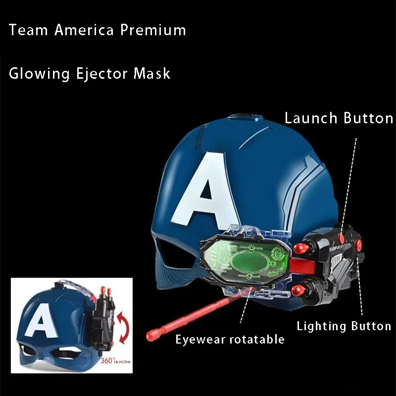Iron Man หมวกกันน็อค Captain America คอสเพลย์รูปหน้ากากส่องสว่าง Creative Soft กระสุน Launcher ของเล่นส่วนบุคคล Prop เด็กของขวัญ