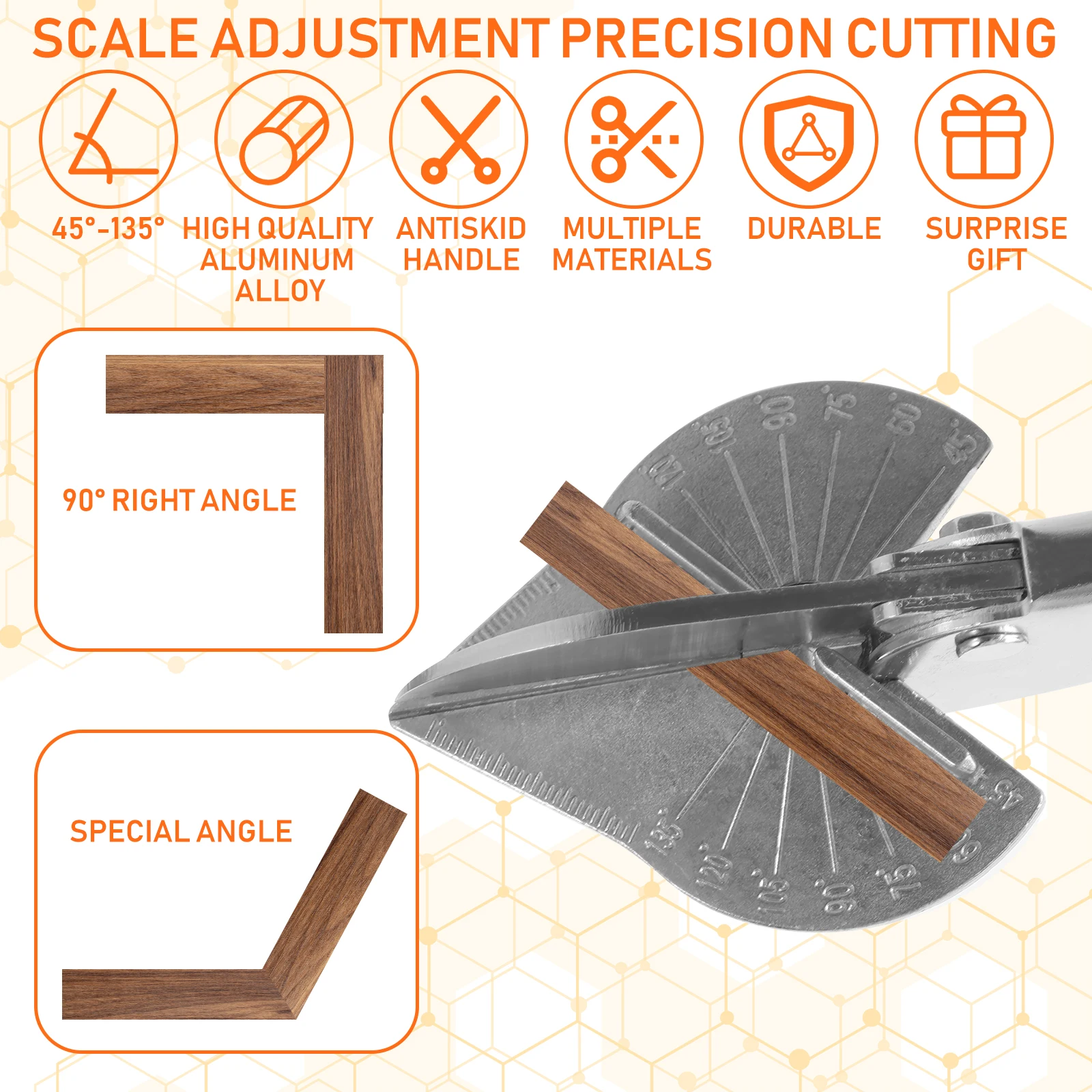 Miter Shears 45°- 135° Multi Angle Multifunctional Miter Shear Cutter Precise Shoe Molding Cutter Hand Tool for Angular Cutting