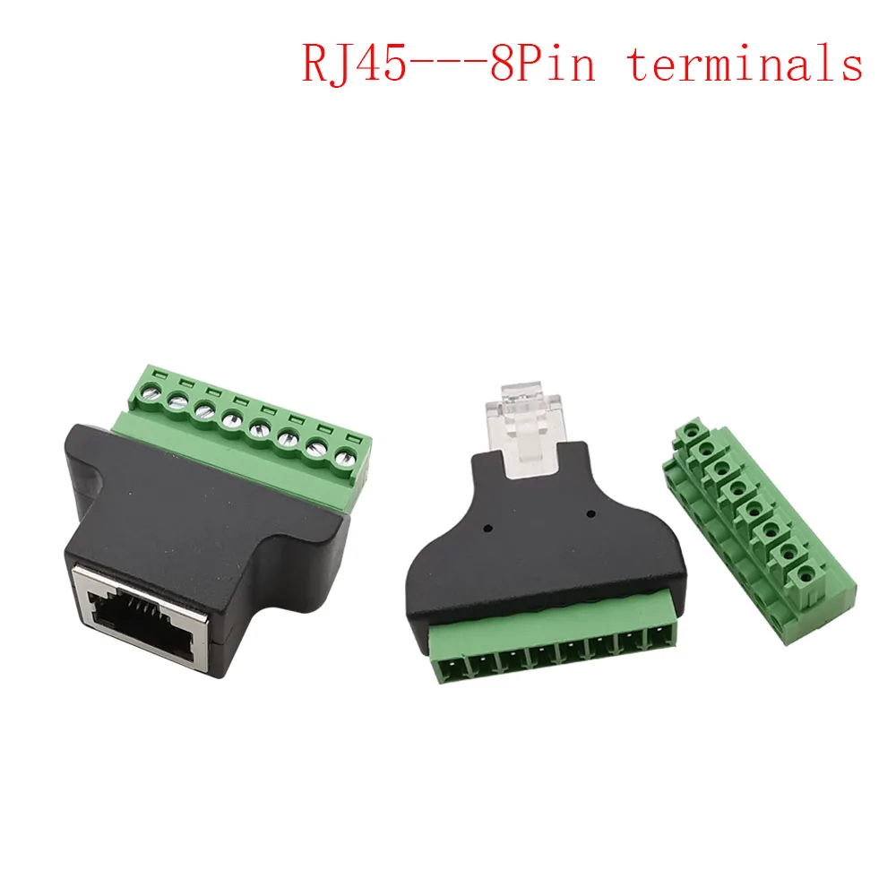 

1 шт. RJ45 к винтовой клеммной колодки, 8-контактный разъем RJ45, разветвитель «папа-мама» для CCTV Cat Ethernet Extender