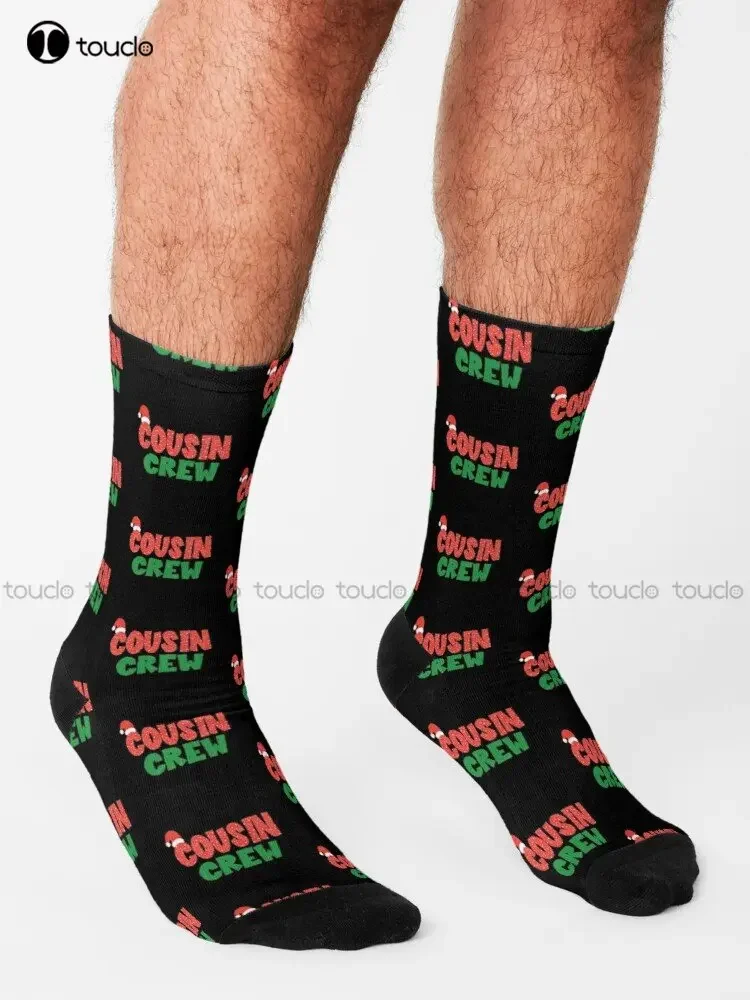 Cousin Crew - Christmas Family Matching Socks Gym Socks Personalized Custom Unisex Adult Teen Youth Socks Custom Gift Colorful