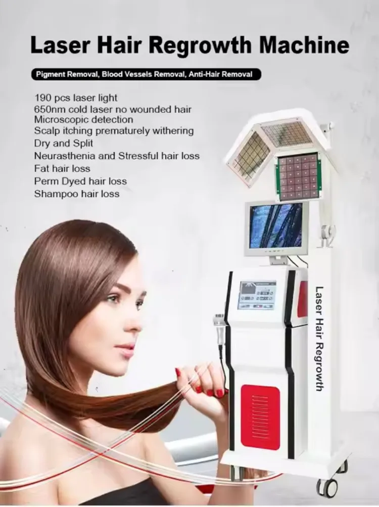Hot Sale 650nm Laser Hair Growth Machine Scalp Detection Anti-hair Loss Treatment Hair Restoration Laser Hair Regrowth Device