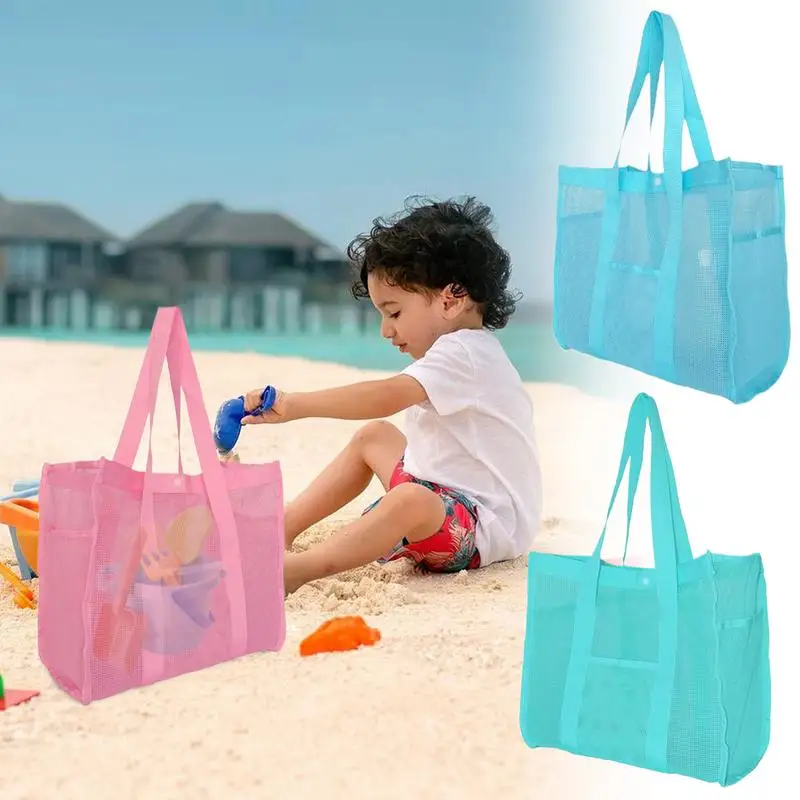 Beach Bags Tote Bag For Beach Sandproof Waterproof Reusable Toy Organizer Large Storage Purses For Kids Swim Vacation Camping