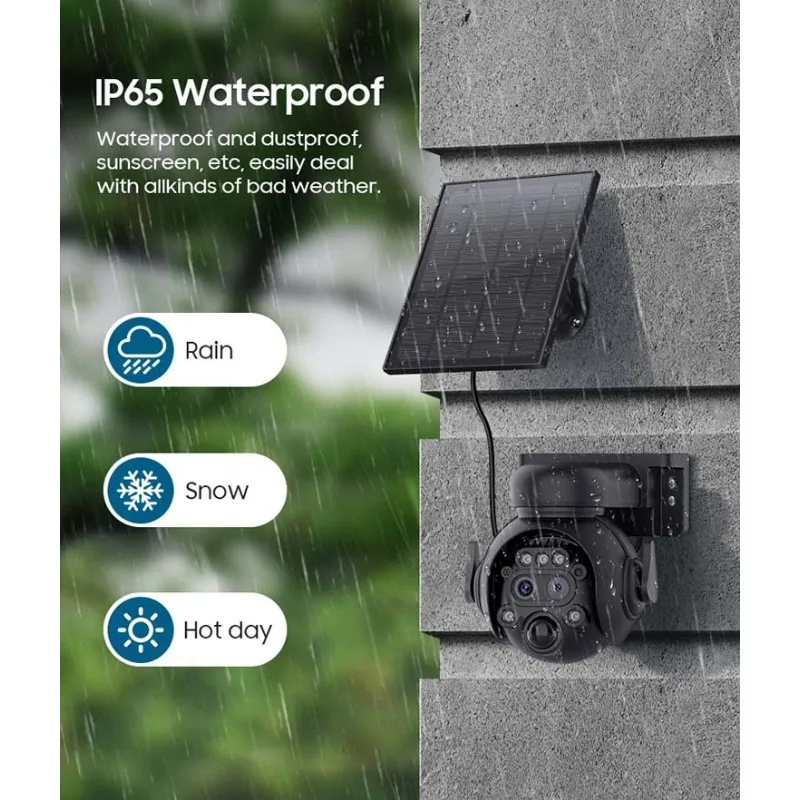 Telecamera di sicurezza solare 4G/WiFi da 6 MP Zoom 12X Doppia lente Visione notturna a colori PIR Rilevamento umano Punto preimpostato