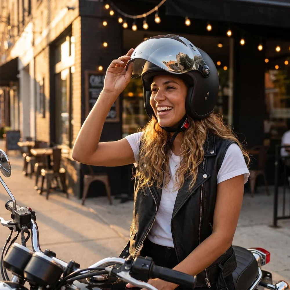 Flip Up Motorcycles Visor Bubble UV Protection HD Open Face Helmet Visor With Fixed Bracket Vintage Helmet Windshield Shield