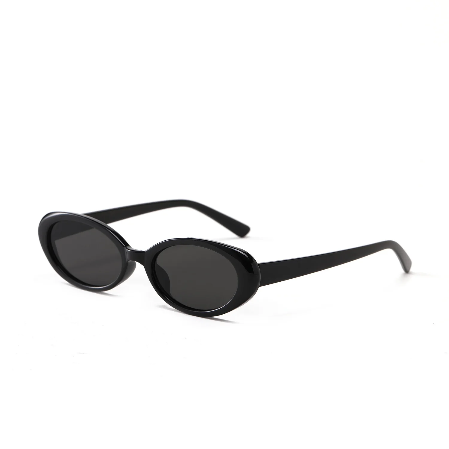 Elliptical cat eye black sunglasses for women, retro and trendy European and American bloggers, new sunglasses