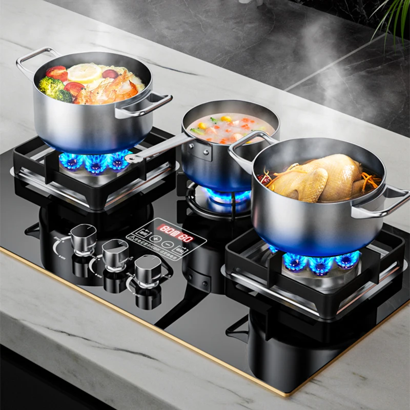 7.2KW Gas Stove Household Three Stove Timing Table Embedded Dual-purpose Natural Gas Liquefied Gas Fire Stove Gas Stove