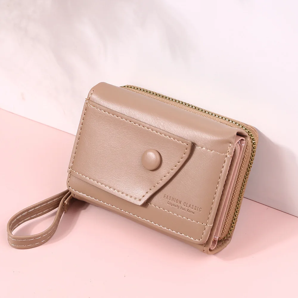 

PU Leather Triple Fold Wallet Waterproof Handhold Women's Short Wallet Korean Style Multiple Card Slots Mini Coin Pouch School