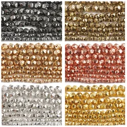 6-12mm Faceted Silver Plated Kc Gold Plated Natural Volcanic Lava Mineral Stone Beads For Jewelry Making Diy Bracelet Findings