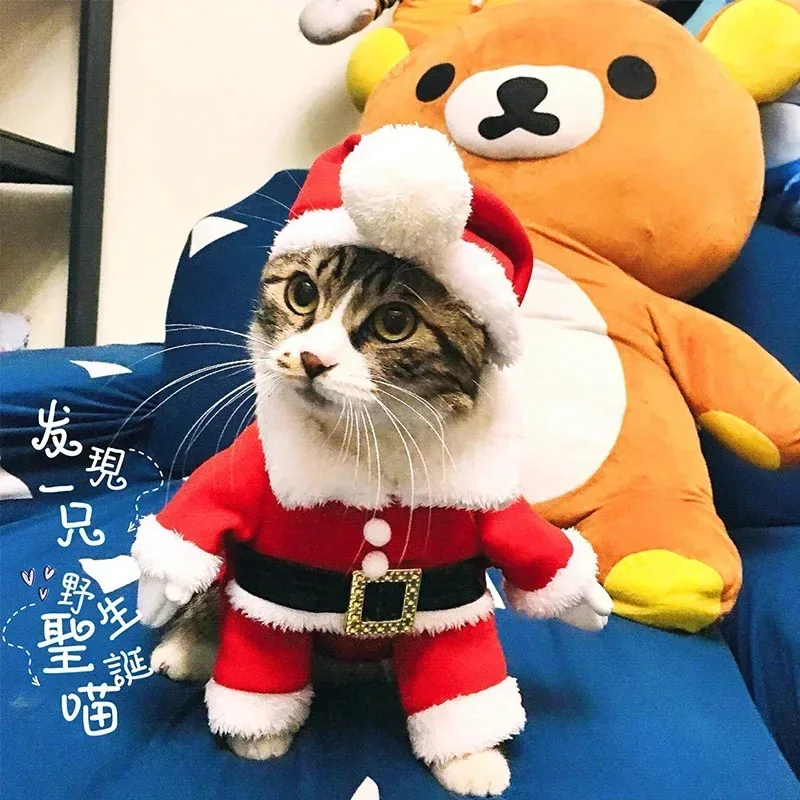 Dog Christmas Costume Santa Claus Dog Costume Winter Puppy Pet Cat Coat Jacket Pet Hooded Sweatshirt Happy New Year Xmas Cosplay