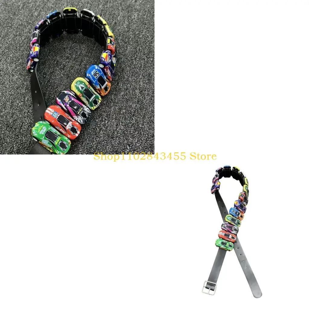 49MC Decorative Car Belt Colorful PU Waist Belt with Pin Closure for Relaxed Jeans Looks and Daily Styling