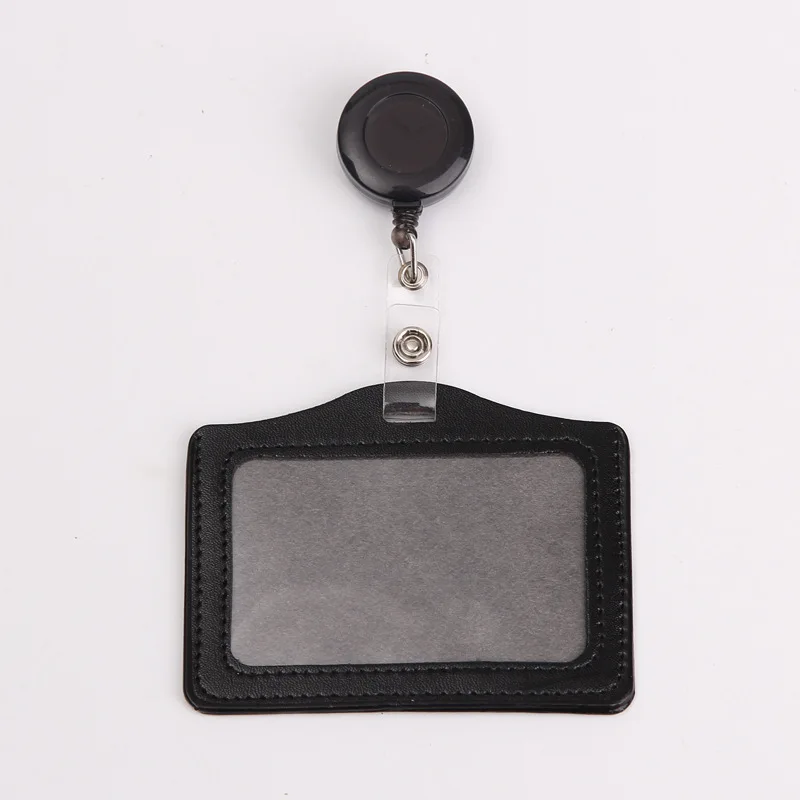 Porte-badge en cuir PU avec bobine rétractable, ensemble de clips de carte d'identité de poitrine pour infirmière Foctor, étui de permis de travail du personnel, étiquette de nom