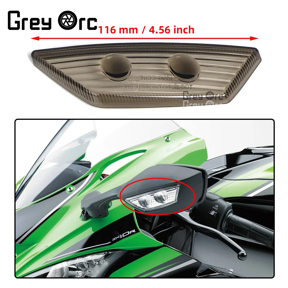 

For Kawasaki Ninja ZX-10R ZX10R ZX 10R 2011-2015 2014 2013 2012 Rear Mirrors ABS LED Turn Signal Lamp Lens Rearview Light Cover