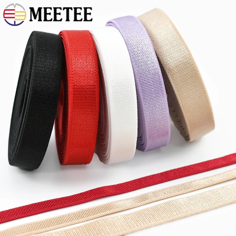 

10M Meetee 6-25mm Colored Rubber Band for Shoulder Strap Elastic Bands Clothes Bra Underwear Stretch Tape DIY Sewing Accessories