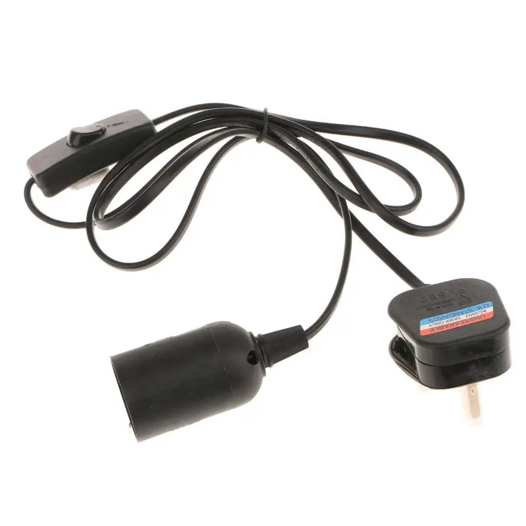 حامل مصباح E27 سلك تركيب معلق أسود مع كابل مرن 220 فولت