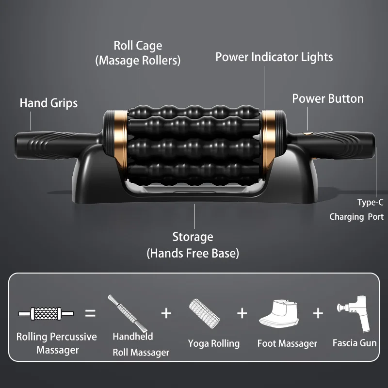 

2024 Electric Foot Massage Roller for Plantar Acupoint Percussion Roller Massager Relief Feet Muscle Pain Relax Stress Massager