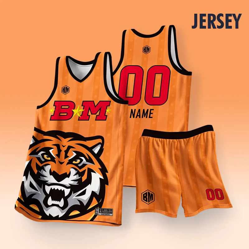 Kids Basketball Sets For Boys Girls Cool Animal Tiger Printed Customizable Name Number Logo Jerseys Shorts Quick Dry Tracksuits