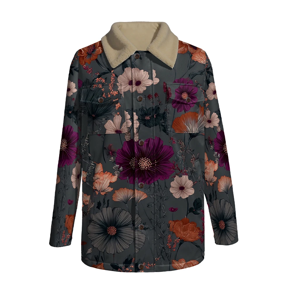 

Яркая лоскутная куртка с цветочным принтом, воротник из искусственного меха, винтажное пальто на пуговицах с карманами, унисекс, художественная верхняя одежда, корейские модные тенденции