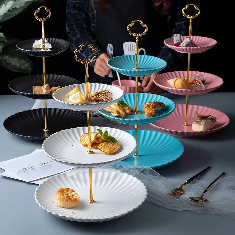 Gold Sunflower Type Fruit Cake Plate Stand Holder, Easy to Install and Disassemble, Perfect for Wedding Cake and Fruit Display