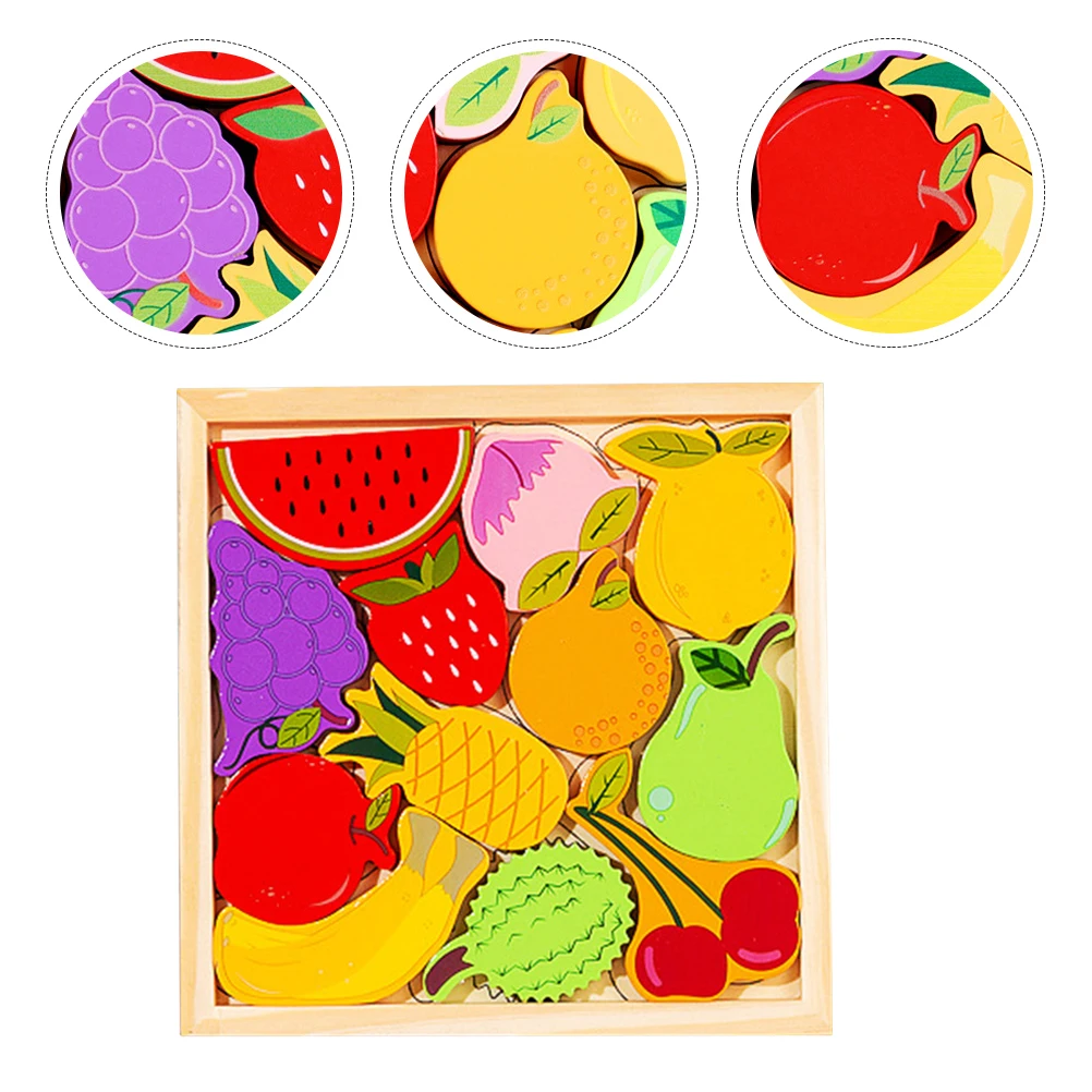 Puzzle di frutta Accessorio interattivo per bambini resistente all'usura Giocattolo in legno