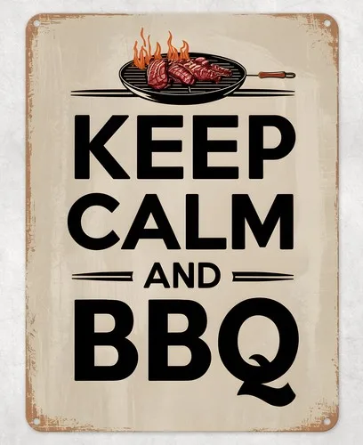Keep Calm and BBQ Barbecue Metal Poster Wall Tin Sign Man Cave Shed Home Plaque --Tin Sign