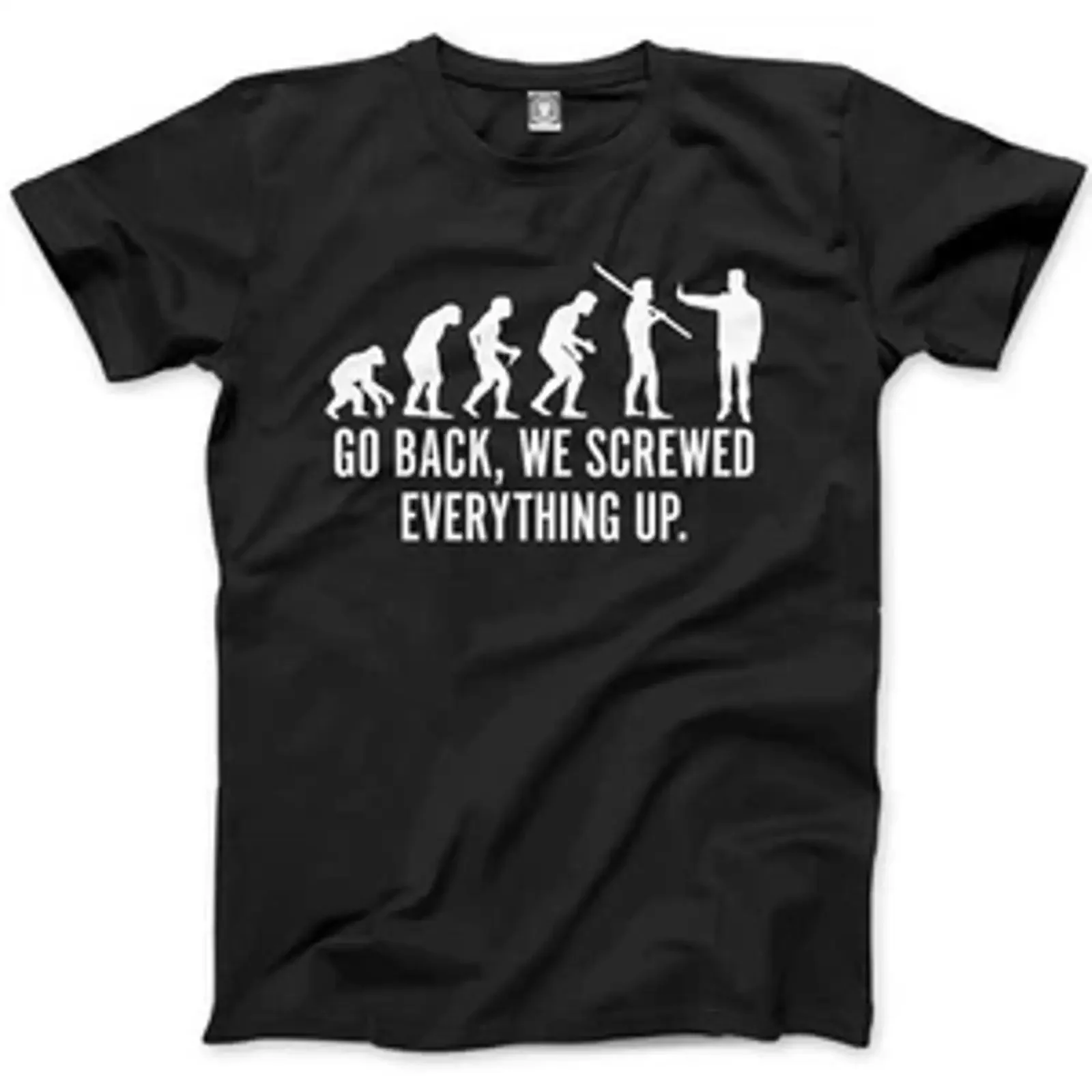 Evolution Go Back We Screwed Everything Up Men's T Shirt vintage Washed homme Comfortable graphic designer clothes Unisex