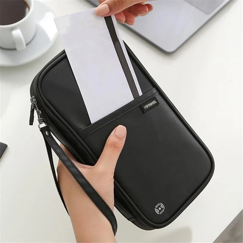 Male Passport Storage Bag Female Document Storage Bag  Money Clip Wallet Case Solid Color License Protective Cover