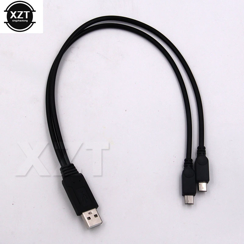 NEW 1pc A sub-second data transfer charge Cable USB 1 Female to 2 male Micro USB Y splitter charging Cable for Android