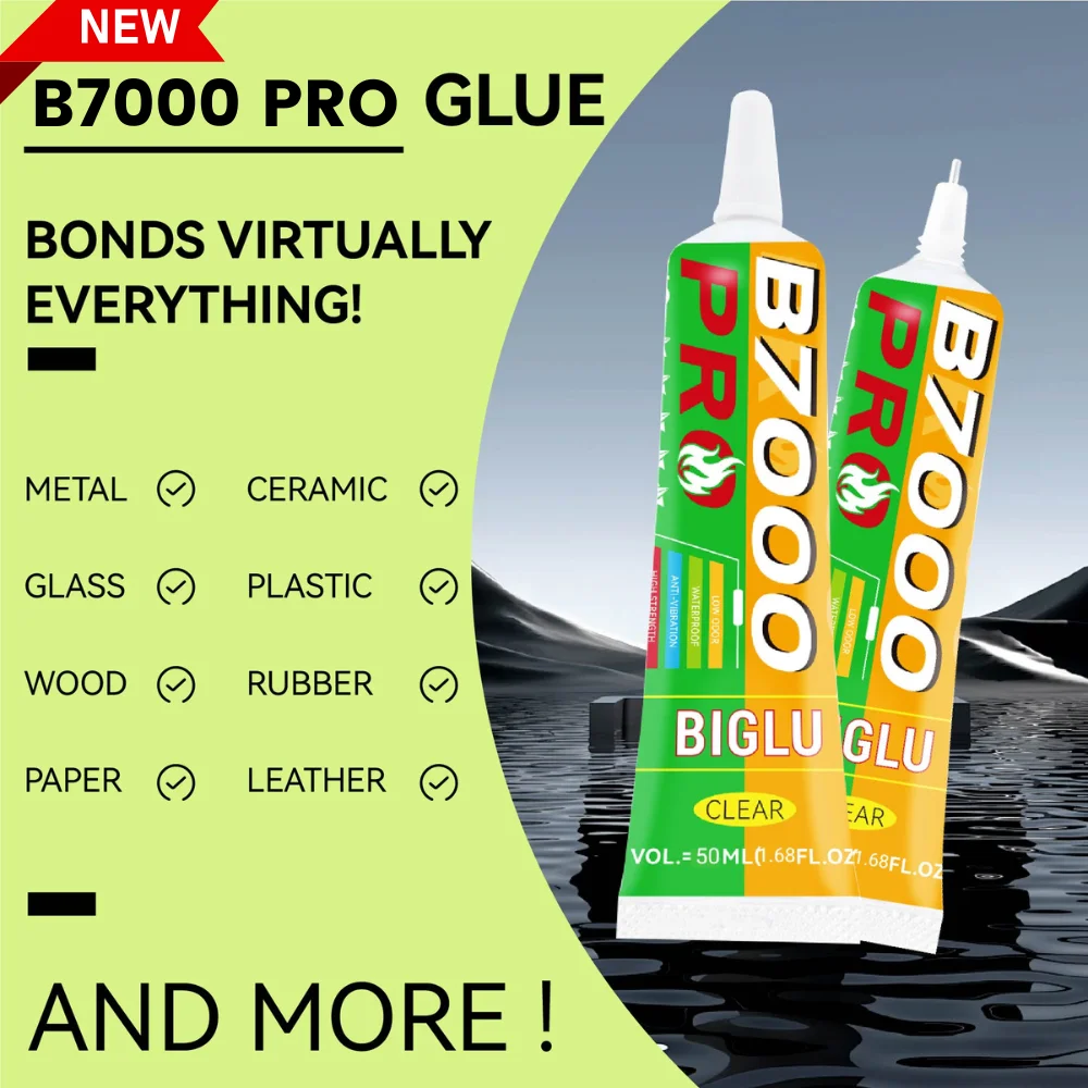 BIGLU B7000 PRO Clear Slow Drying Soft Flexible Glue for Phone Screen Frame Battery Back Cover Diamond Craft 15/50/110ML