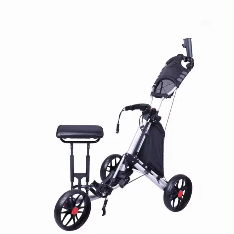 

Golf Swivel Foldable 3 Wheel Push Pull Cart Golf Trolley with Seat Golf Push Cart