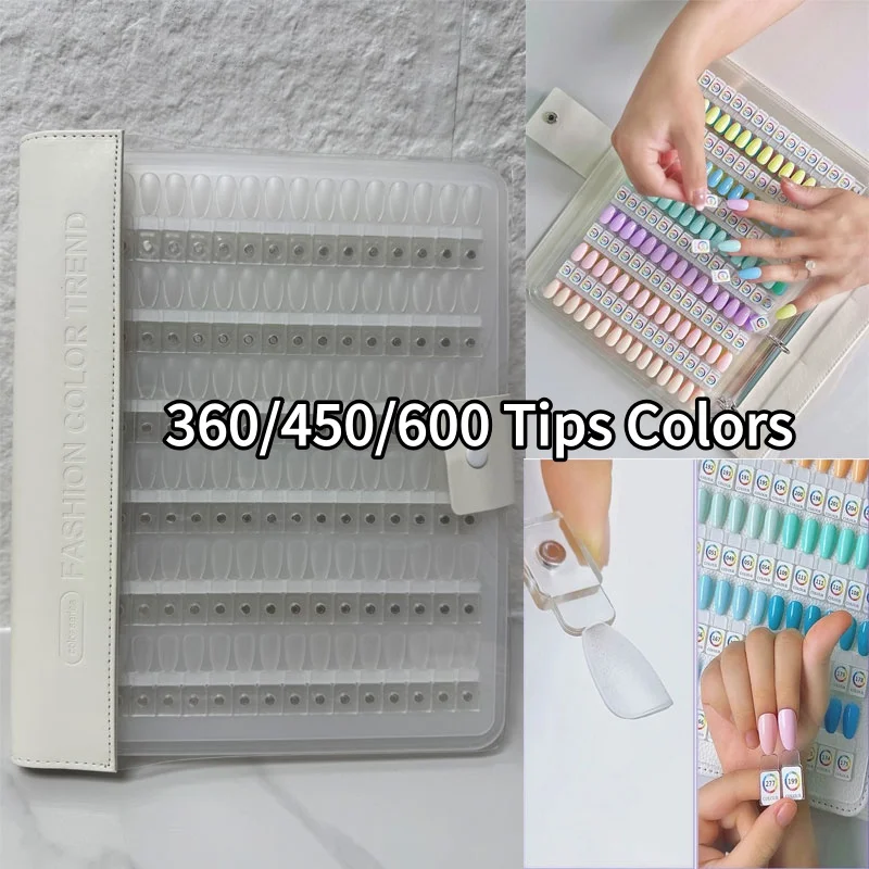 600/360/450 Tips Magnetic Nail Art Swatch Book Large Storage Acrylic Nail Gel Works Display Card Manicure Color Testing Tools